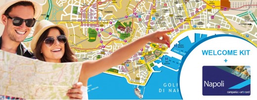 Carta turistica d'arte e di viaggio e kit di benvenuto a Napoli