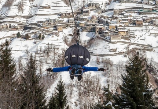 Volo in coppia sulla zipline con video in Valtellina