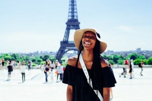 Happy lady in Paris