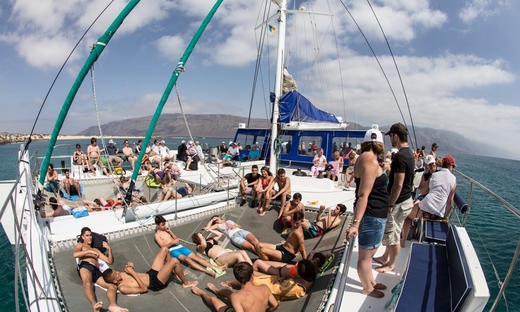 Papagayo beach excursion in a luxury catamaran