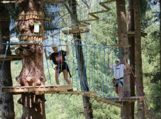 Percorso sugli alberi nel parco avventura